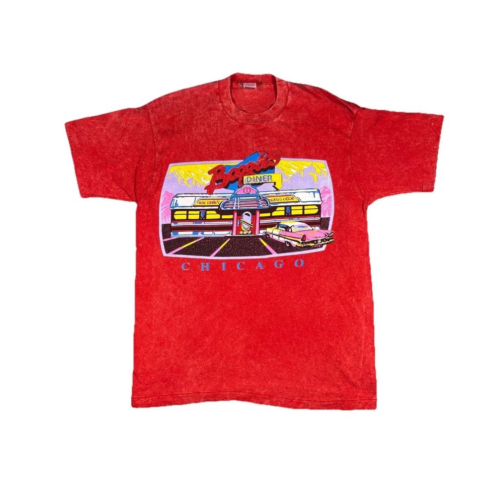 Vintage Boogies Diner Chicago T Shirt 90s Single Stitch Red Fruit of the Loom XL